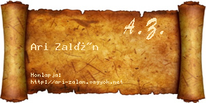 Ari Zalán névjegykártya